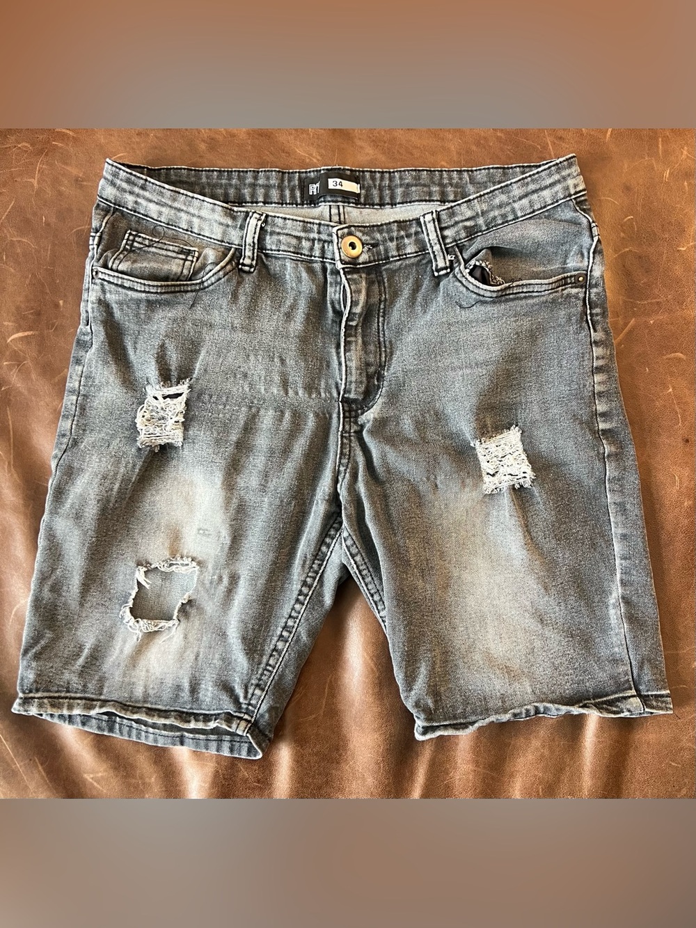 Men's Distressed Jean Shorts - Washed Gray